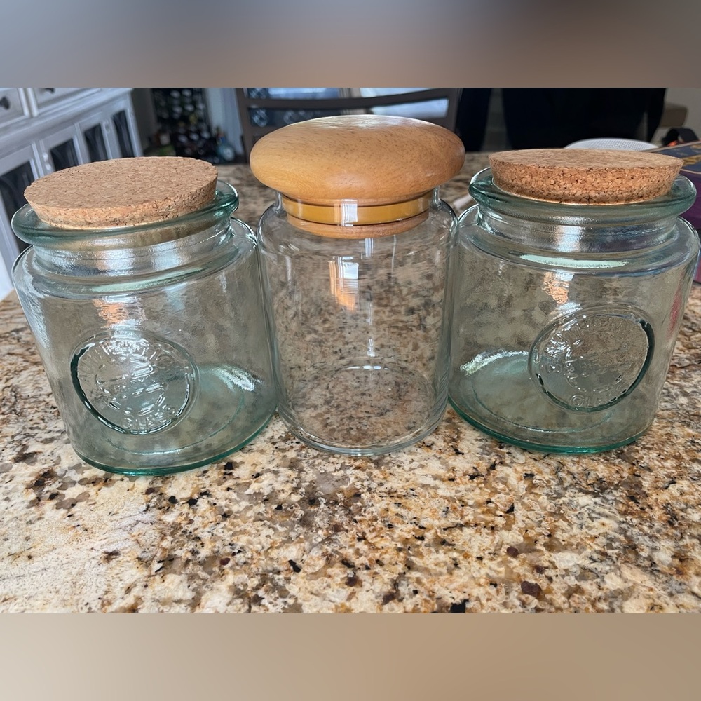 Glass Storage Jars with Wooden Lids